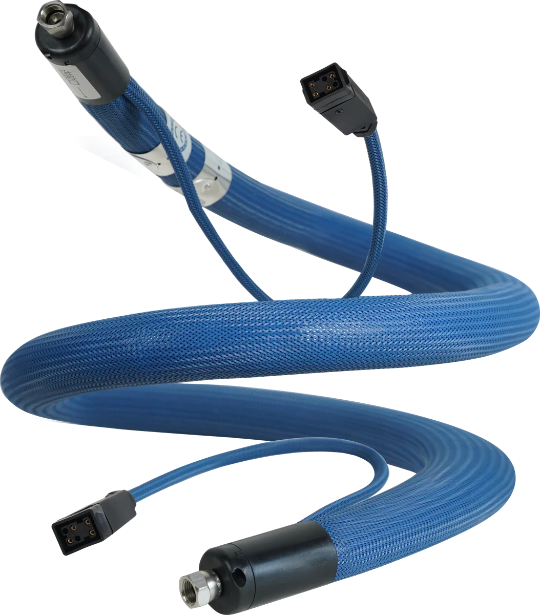 Heated hose with rectangular connector