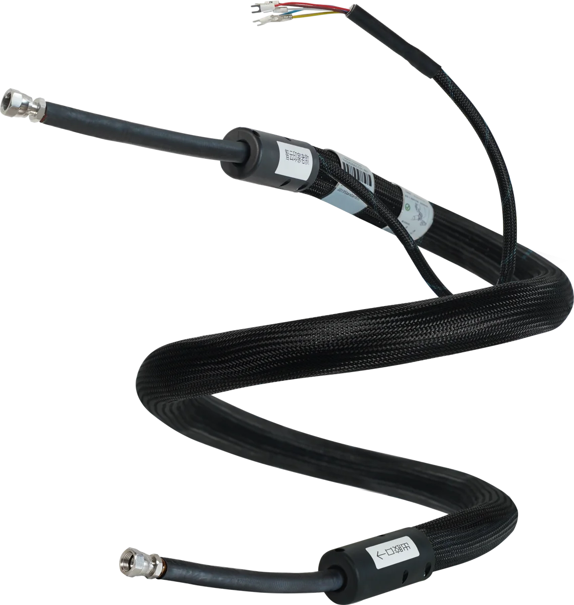 Heated hose with extended end connections