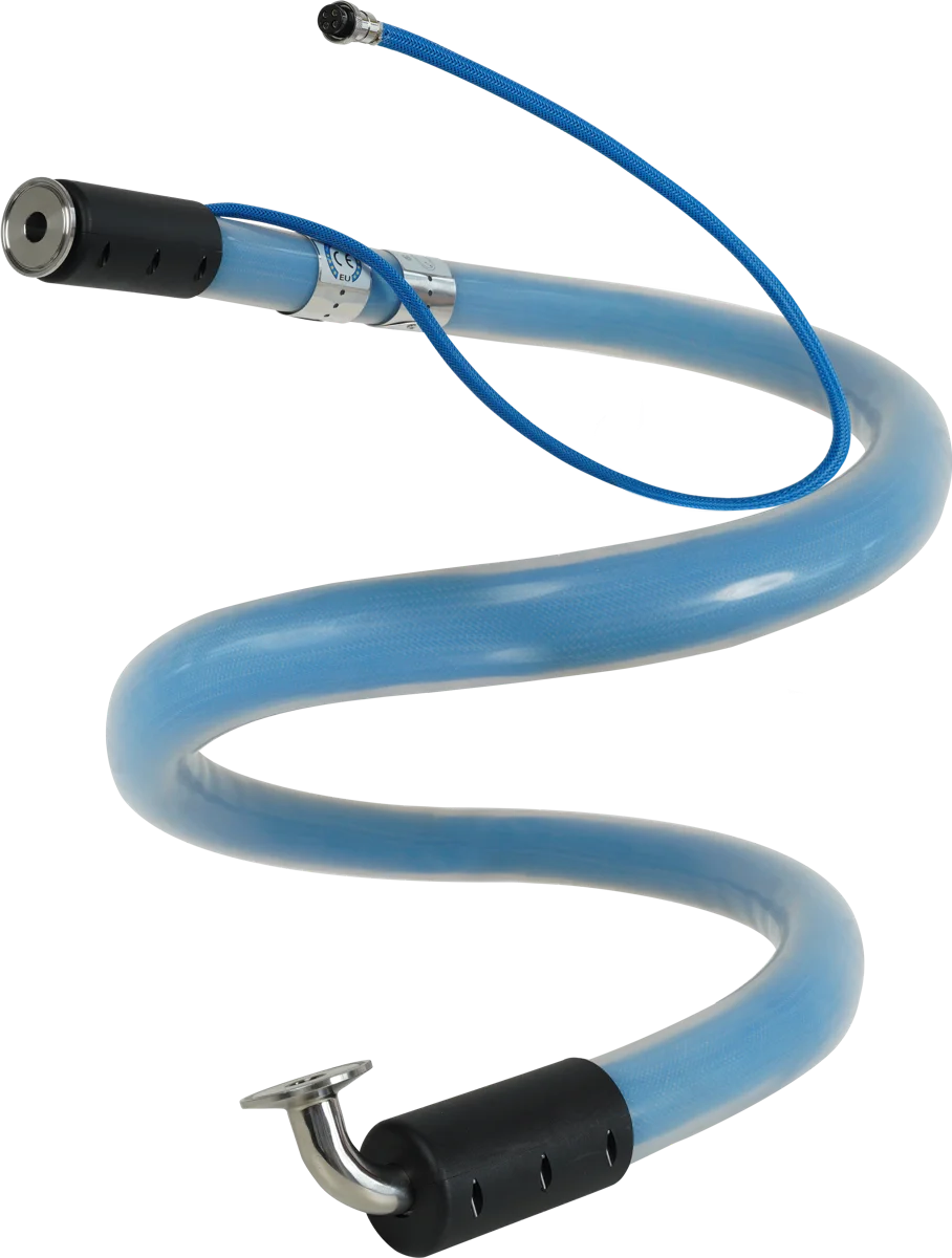 Covered hose with angled end fitting
